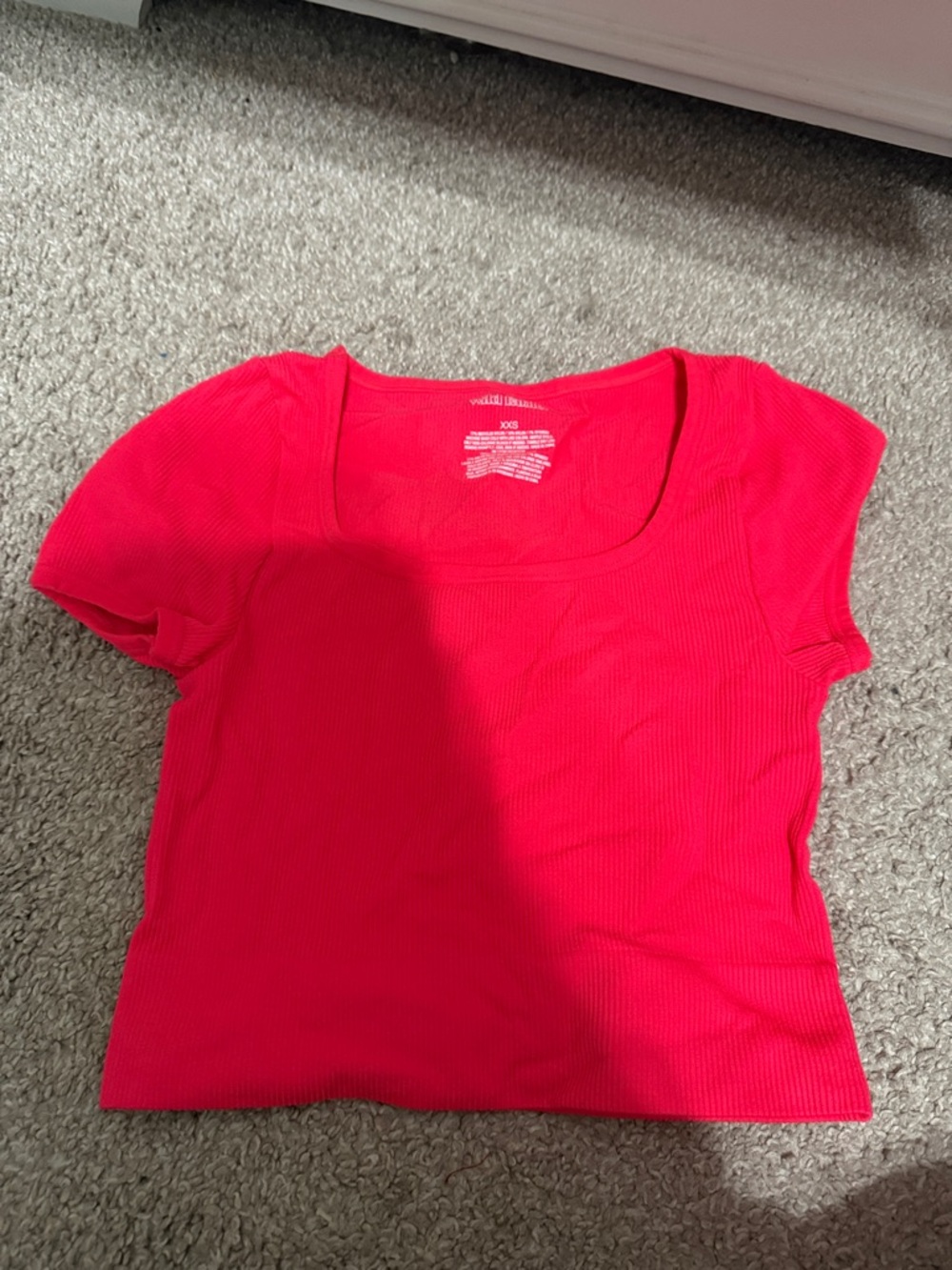 wild fable bright red Ribbed Scoop Crop Top